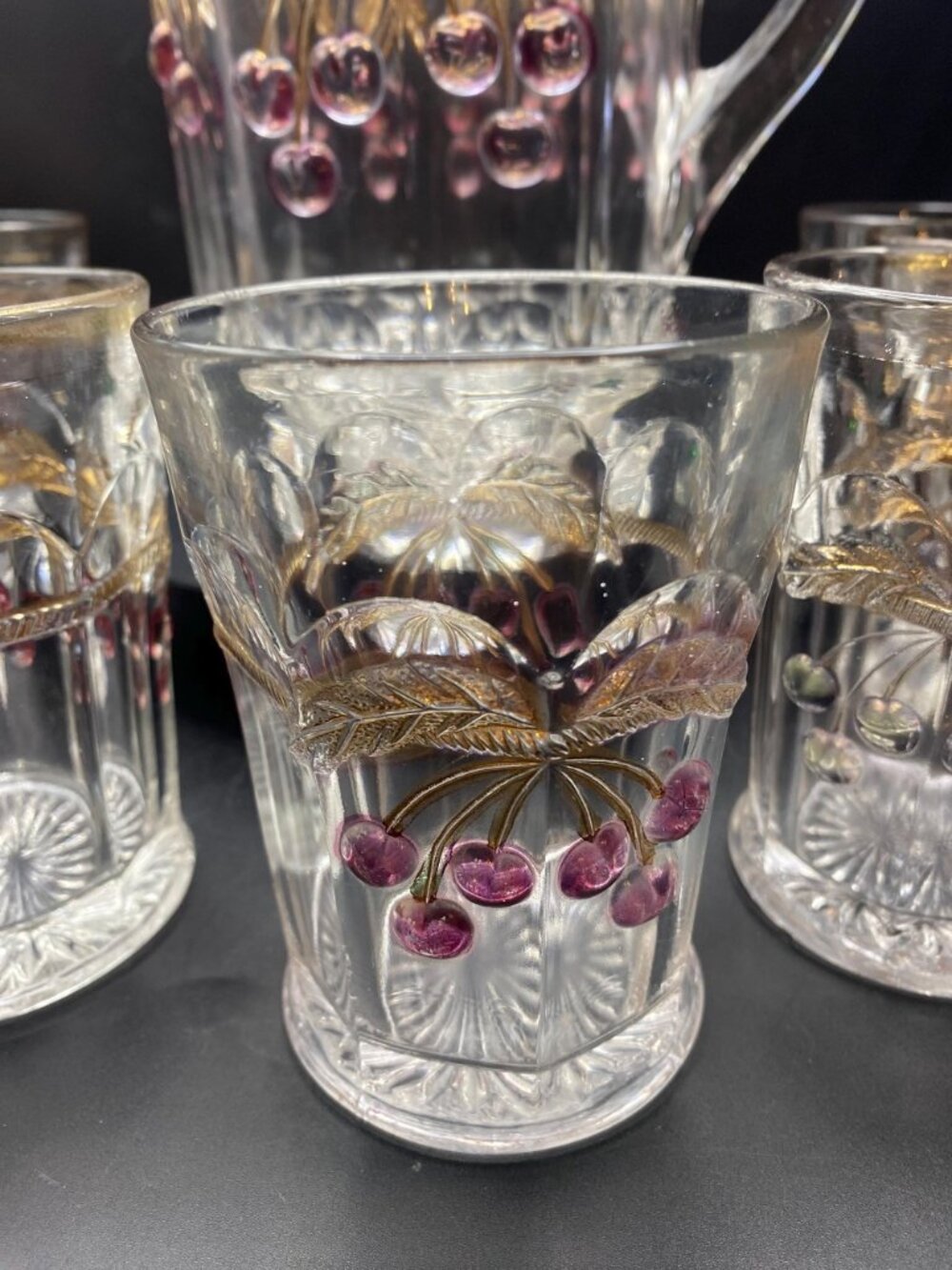 Mosser Pitcher and Glasses Cherry Thumbprint - Picture 3 of 5